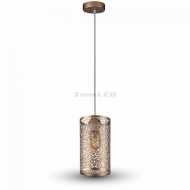 Pendant Cylinder Light Lace Champagne Color E27 Gold Canopy